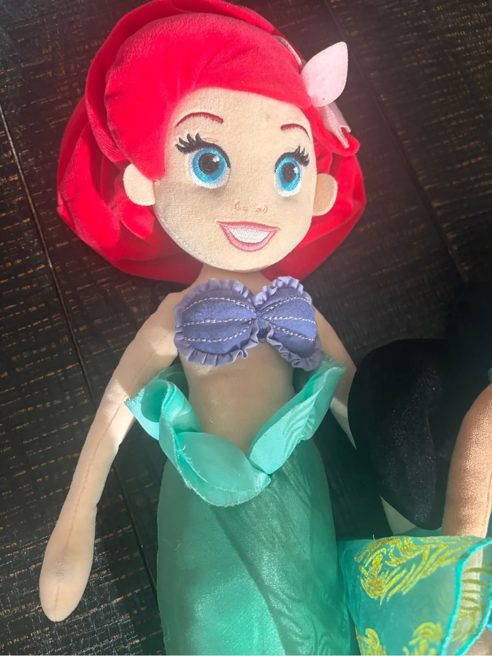 Disney Plush Ariel Mermaid (Green) & Jasmine Doll (Teal)